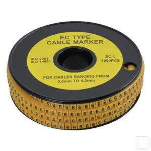 Authentiek Kabelcodering cijfer 6 geel 3.0-4.2mm rol 1000stuks