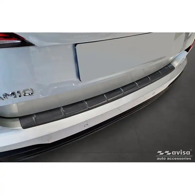 Betaalbaar Zwart RVS Achterbumperprotector Skoda Kamiq Facelift 2023- 'Ribs'