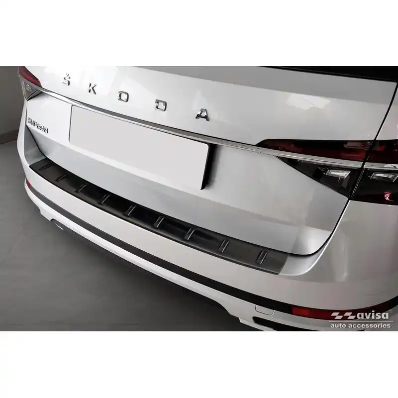 Origineel Zwart RVS Achterbumperprotector Skoda Superb III Combi 2015-2023 incl. Scout 'STRONG EDITION'