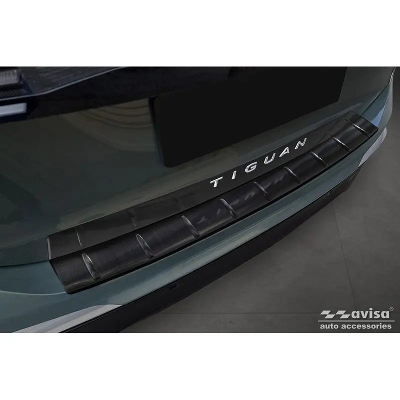 Zwart RVS Achterbumperprotector Volkswagen Tiguan (CT1) 2024- 'Ribs' Express Levering