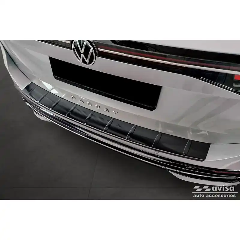 Zwart RVS Achterbumperprotector Volkswagen Passat Variant (CJ5) 2023- 'Ribs' Plaats Bestelling
