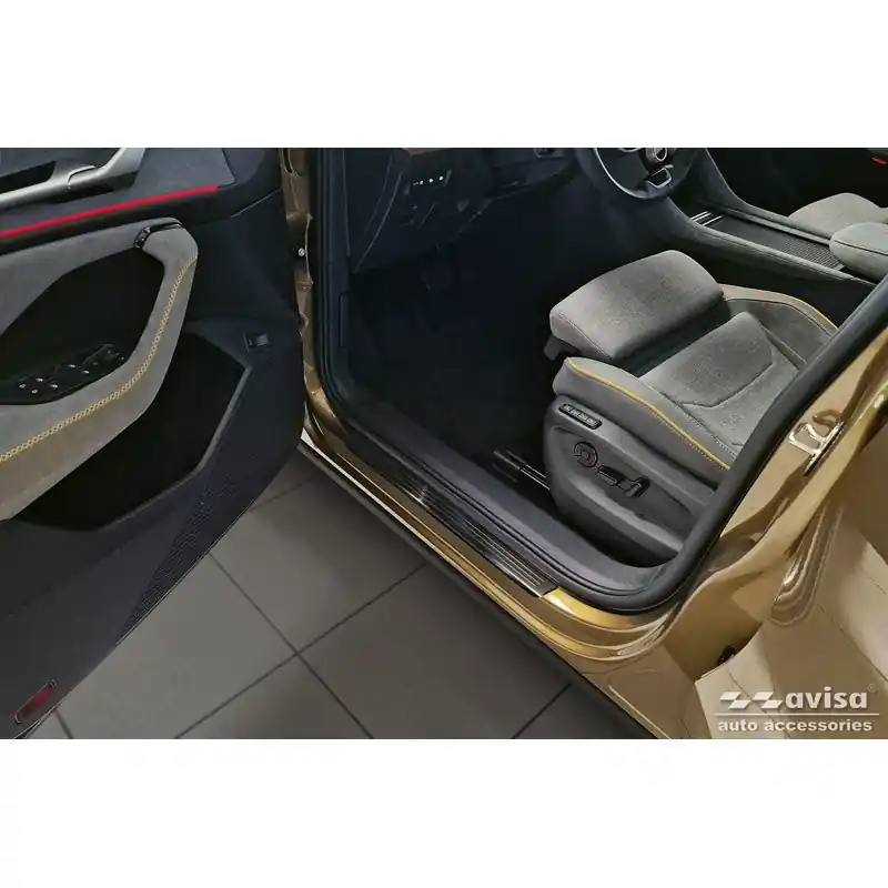 Zwart RVS Instaplijsten Skoda Kodiaq II (PS7) 2024- 'Lines' - 4-delig Geld-Terug-Garantie